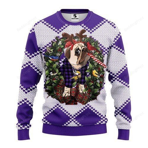 Minnesota Vikings Pug Dog Ugly Christmas Sweater, All Over Print Sweatshirt