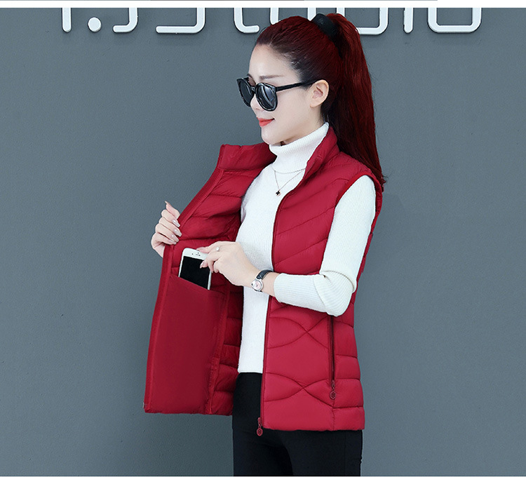 Vest Women Winter Padded Jacket Women Down Cotton Vest Puffer Waistcoat for Female Stand Collar Sleeveless Jacket Coat Vest alx