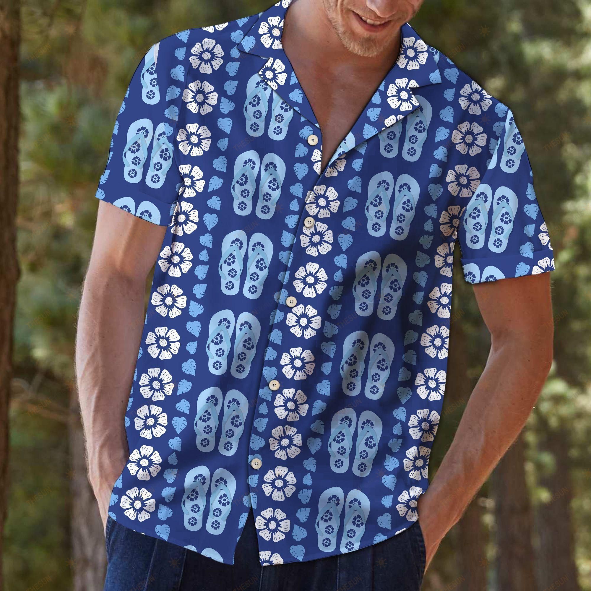 Blue Floral Hawaiian Shirt Ha70627