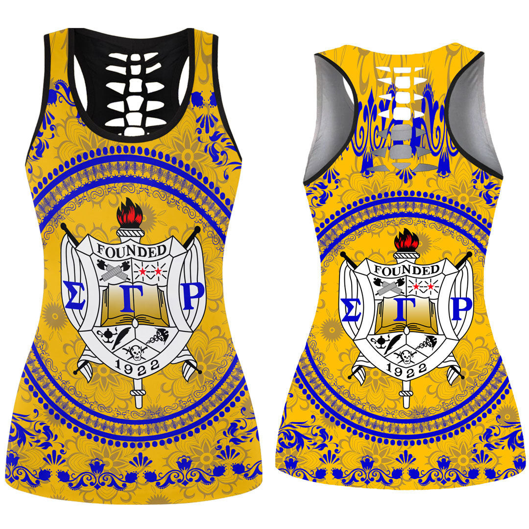 Africazone Clothing – Sigma Gamma Rho Floral Pattern Hollow Tank Top A35