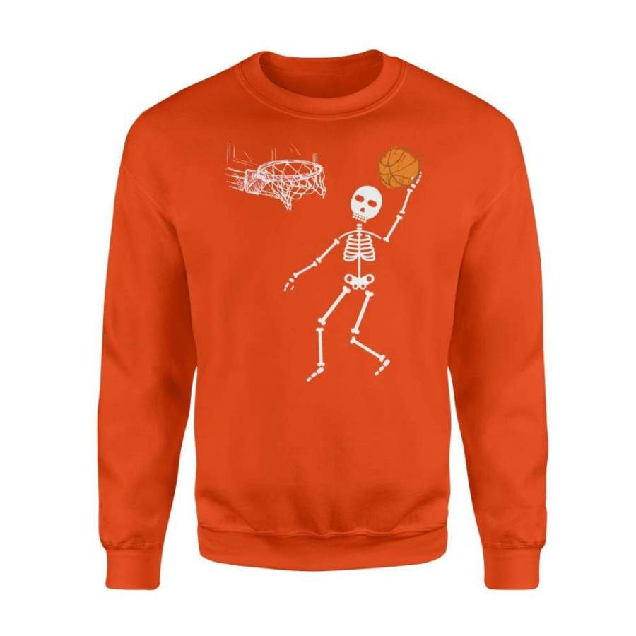 Skelleton Playing Basketball Halloween Costume Gift Shirt – Standard Fleece Sweatshirt