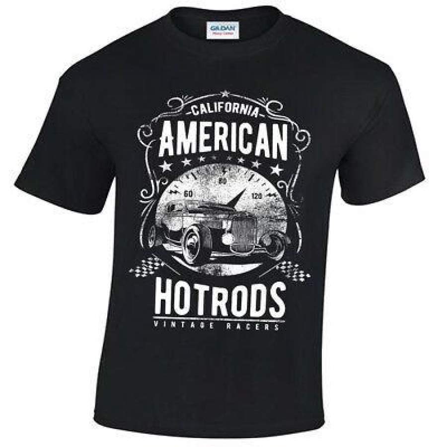 American Hotrods Mens T-Shirt California Vintage Racers Car Garage