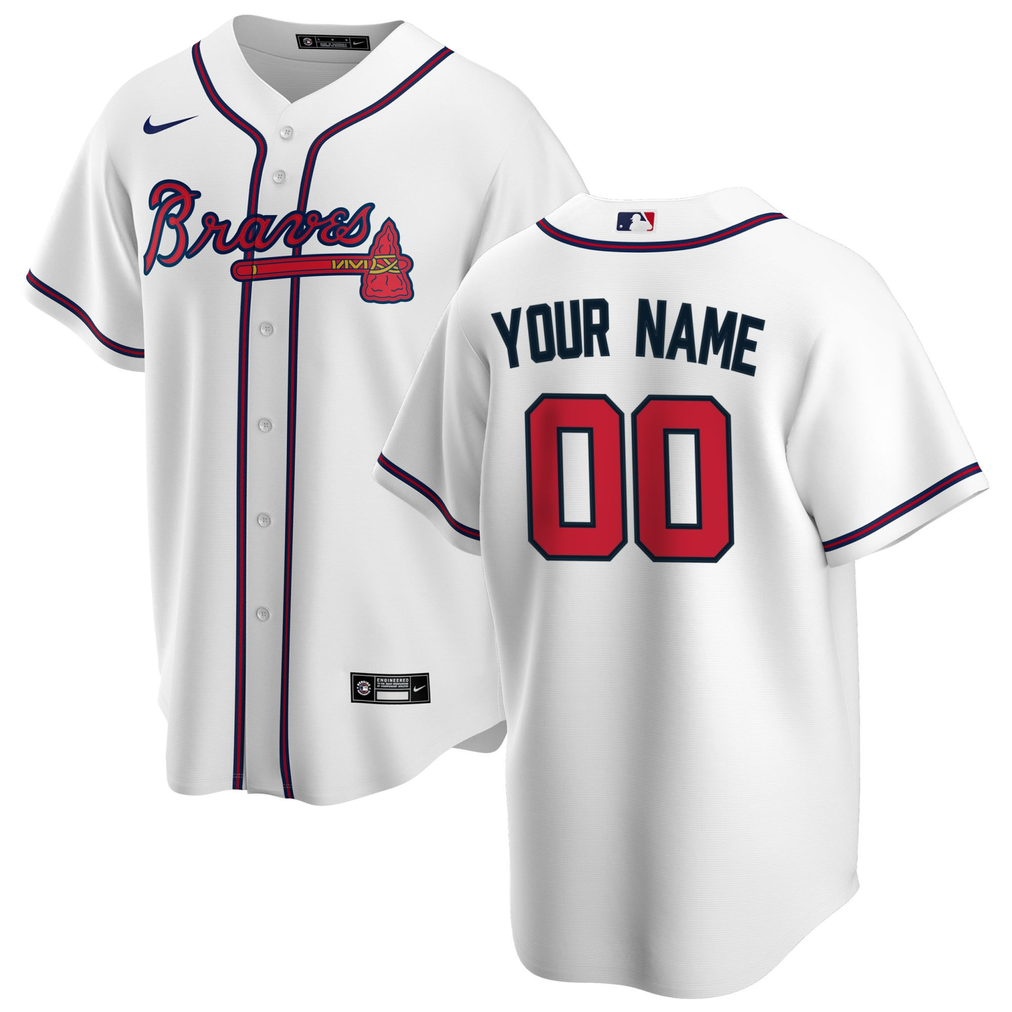 Atlanta Braves Home Replica Custom Jersey – White Custom Jerseys MLB