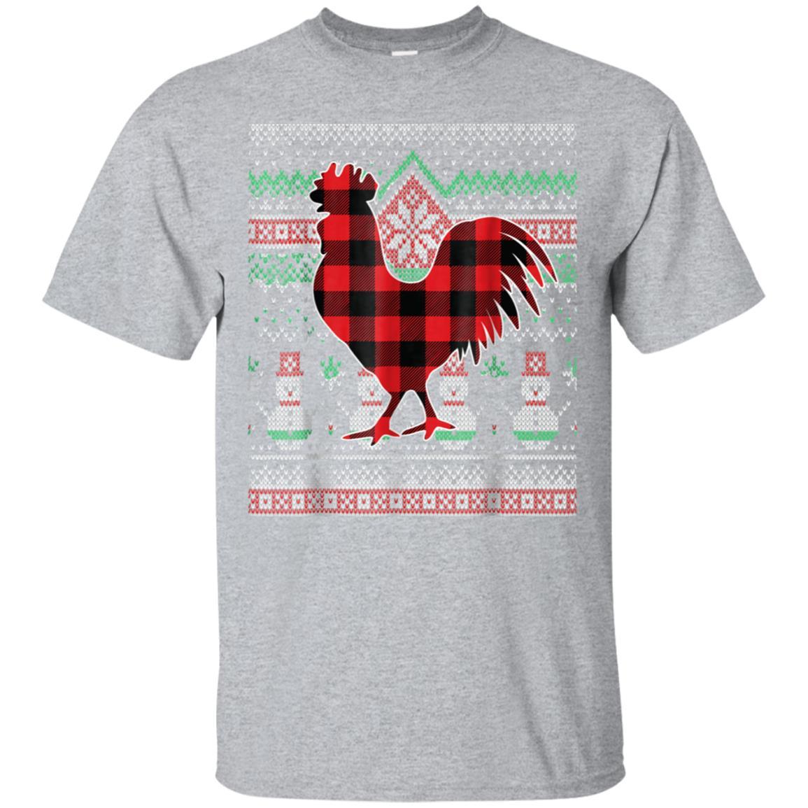 Chicken Red Plaid Ugly Christmas Sweater Funny Holiday Shirt