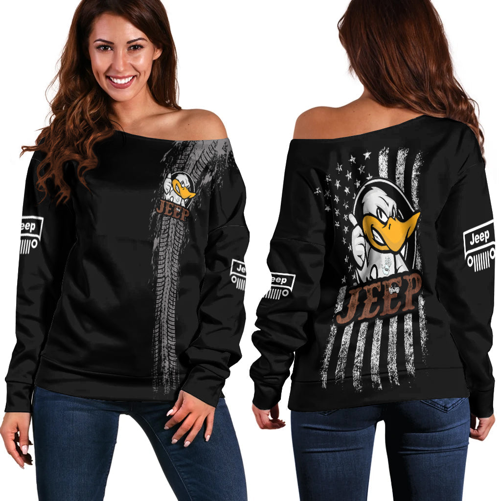 Duck Duck Jeeps Unique Flag Women Off Shoulder Sweater – Lt12