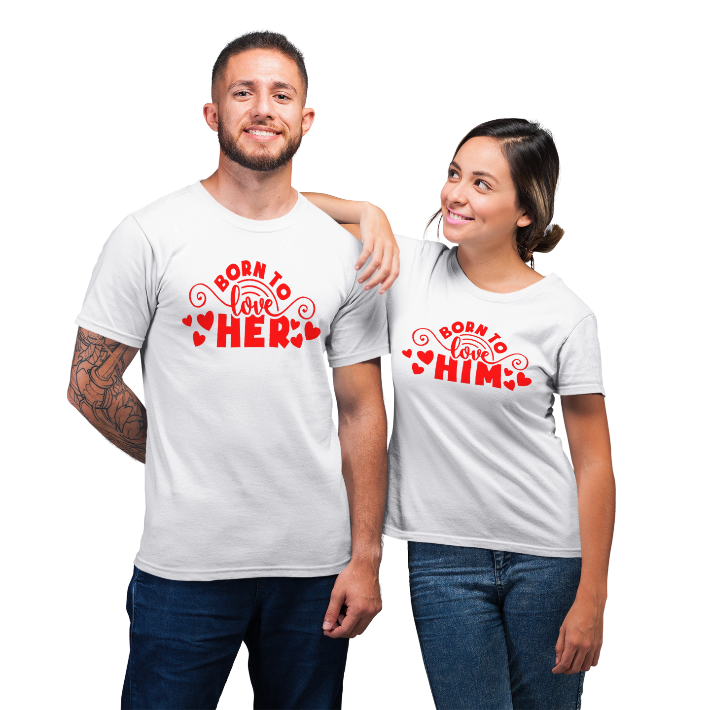 Couple Matching Shirt Born To Love Him Her Gift T-Shirt