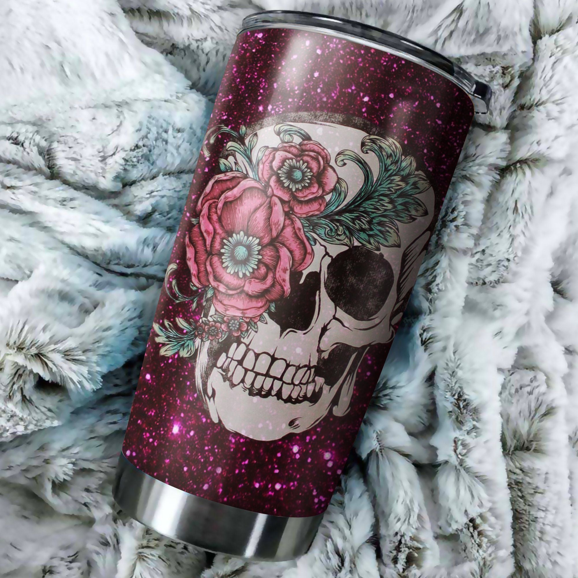 Skull Gilter Flower Jw37 Tb160996 Tumbler