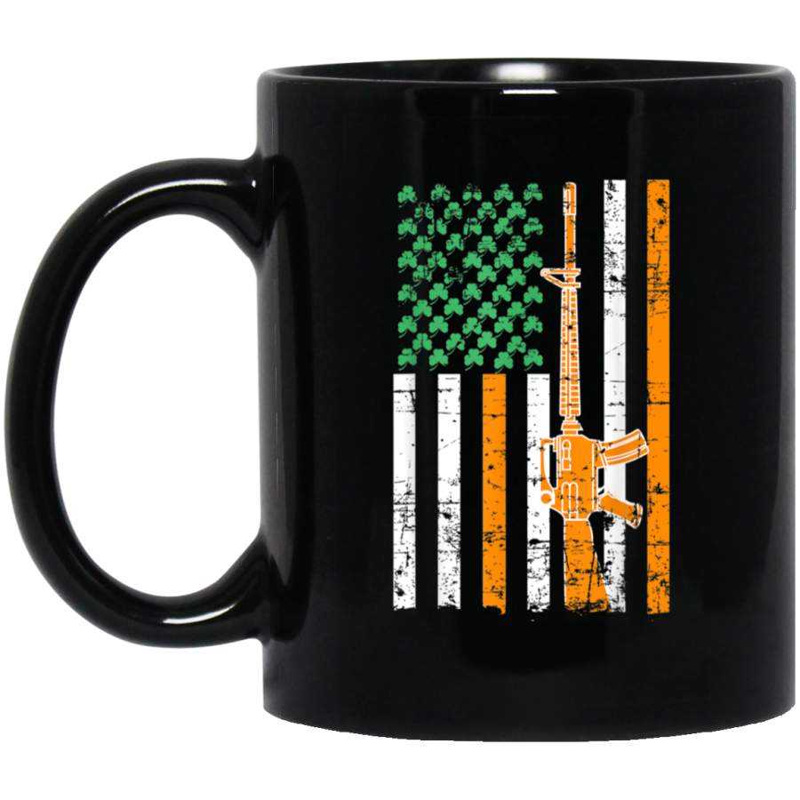 American Flag Gun St Patricks Day Mug Vintage Irish Lucky