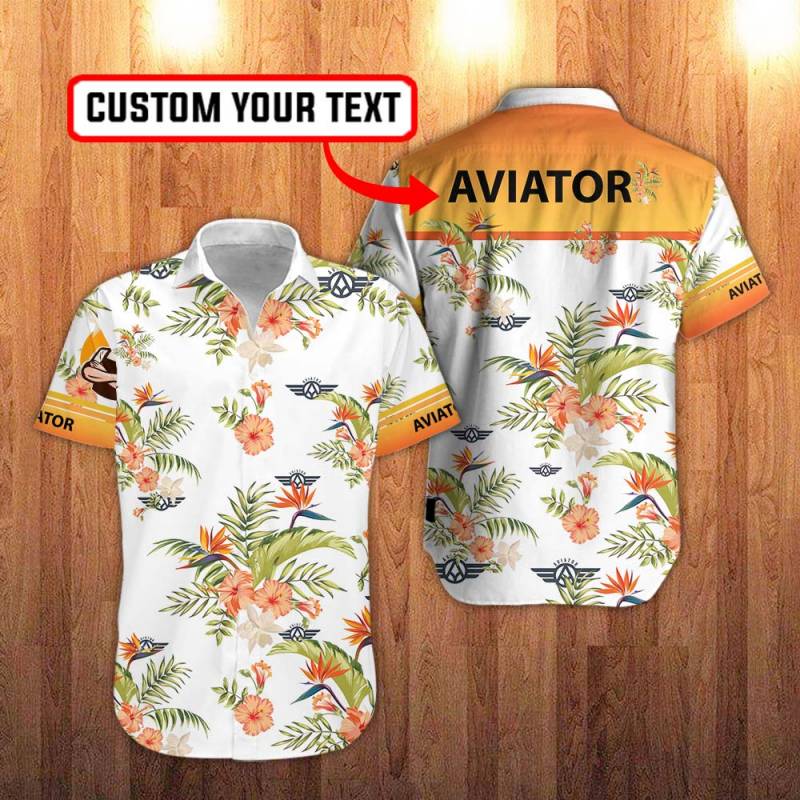 Aviator Floral Hawaiian Shirt in White And Hawaiian Hibiscus Flower Personalization 3D Full Print Button Shirt