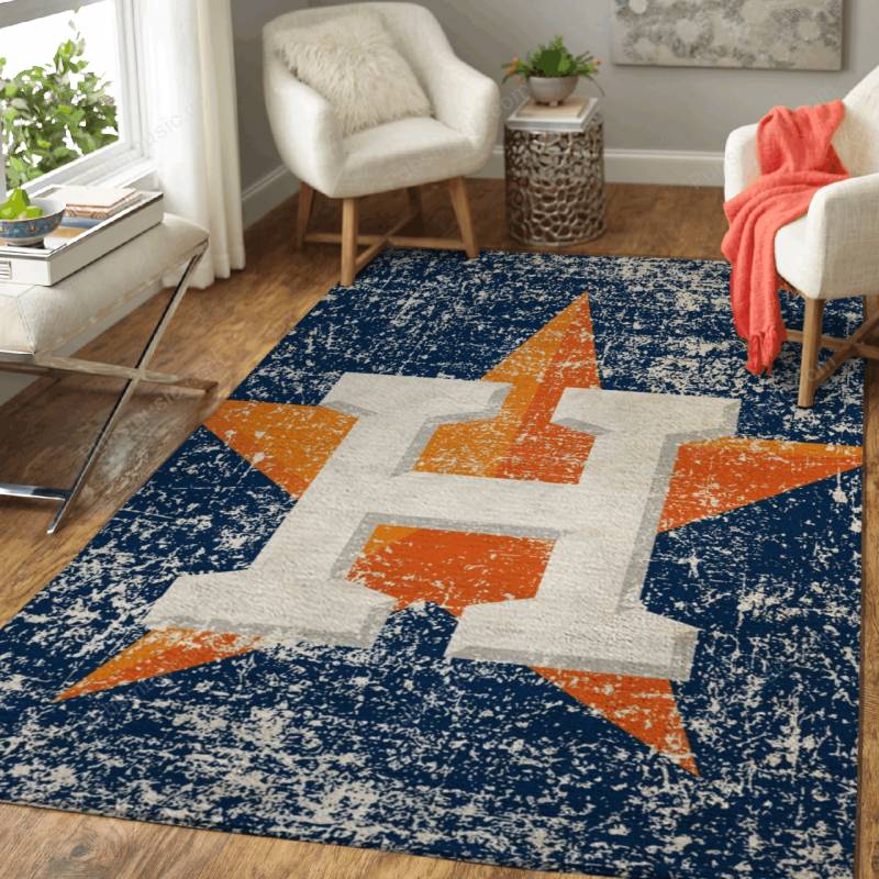 HOUSTON ASTROS RETRO – Distressed Sports Area Rug Carpet