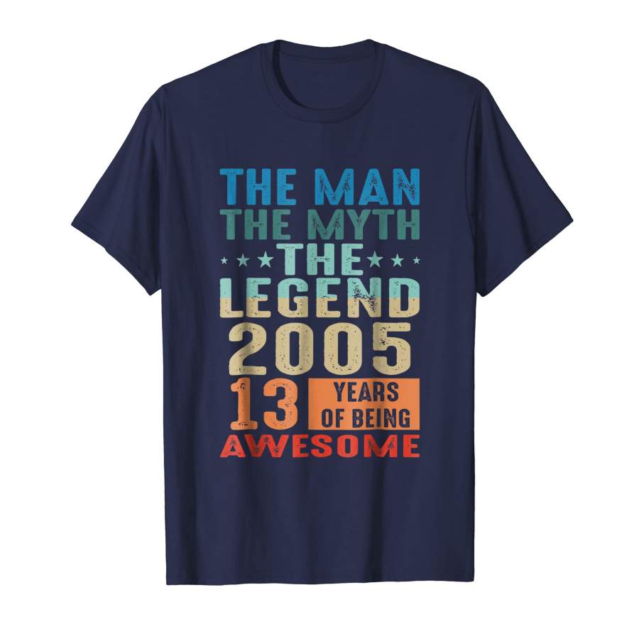 13 Years Old 2005 Vintage 13rd Men Women Birthday T Shirt