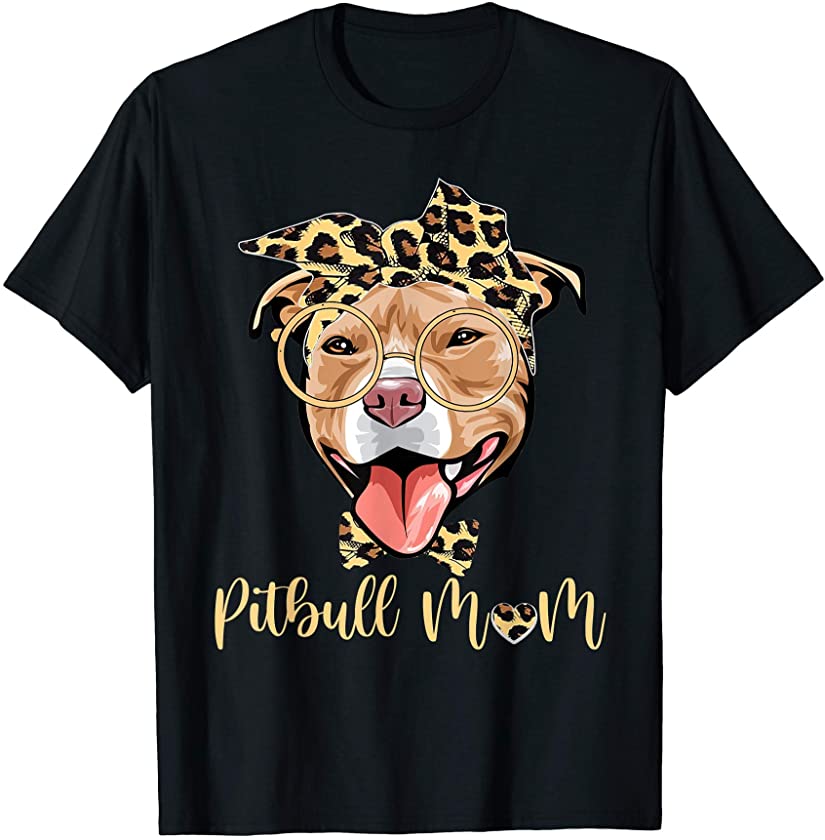 Pitbull Mom Leopard Dog Lovers Mother Day Gift T-Shirt