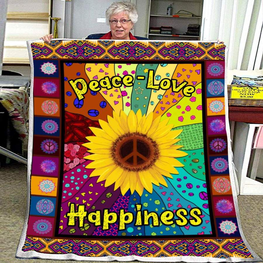 Peace Love Happiness Hippie Blanket Gift For People