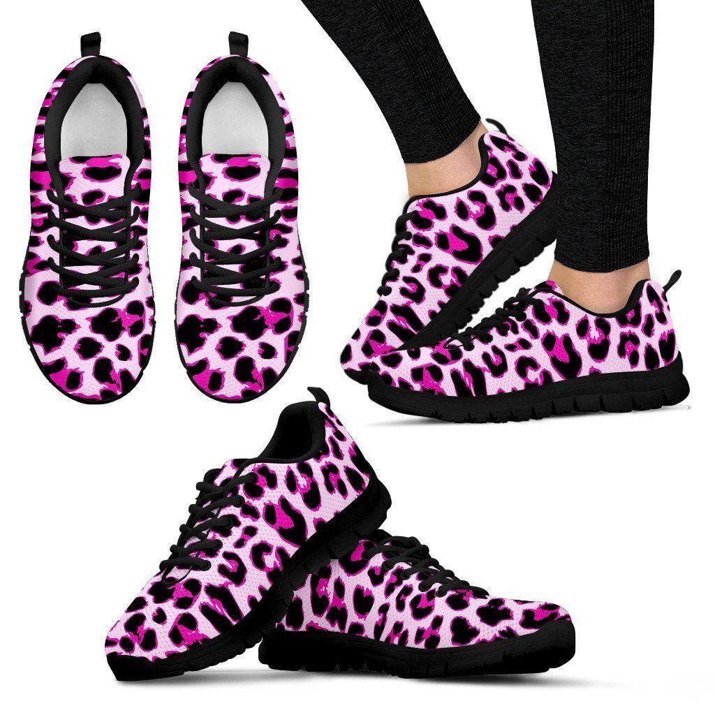 Pink Leopard Skin Print Sneakers Shoes