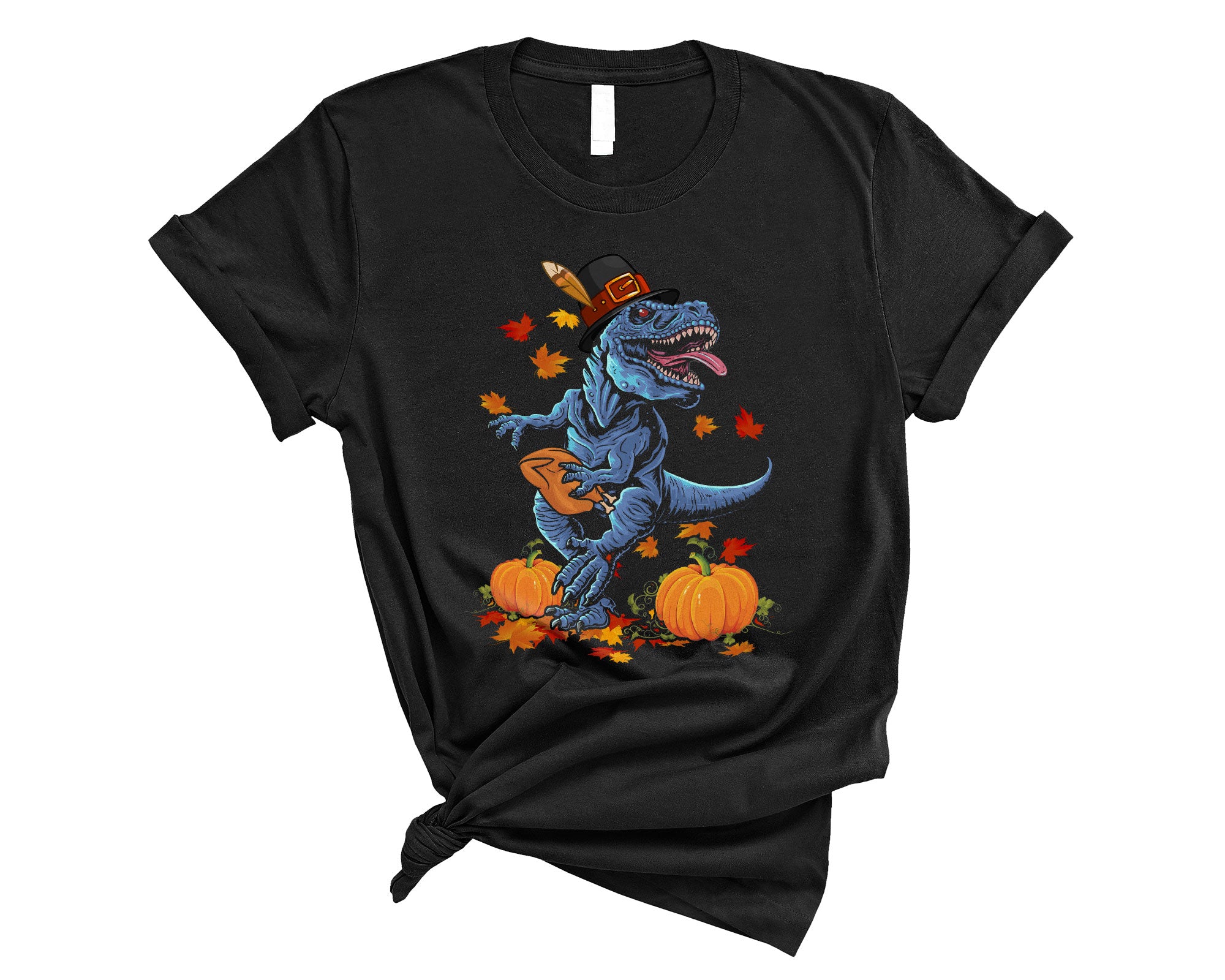 Thanksgiving T-Rex Shirt Dinosaur Hunting Turkey Funny Thanksgiving Boys T-Rex Pilgrim Lover T-Shirt