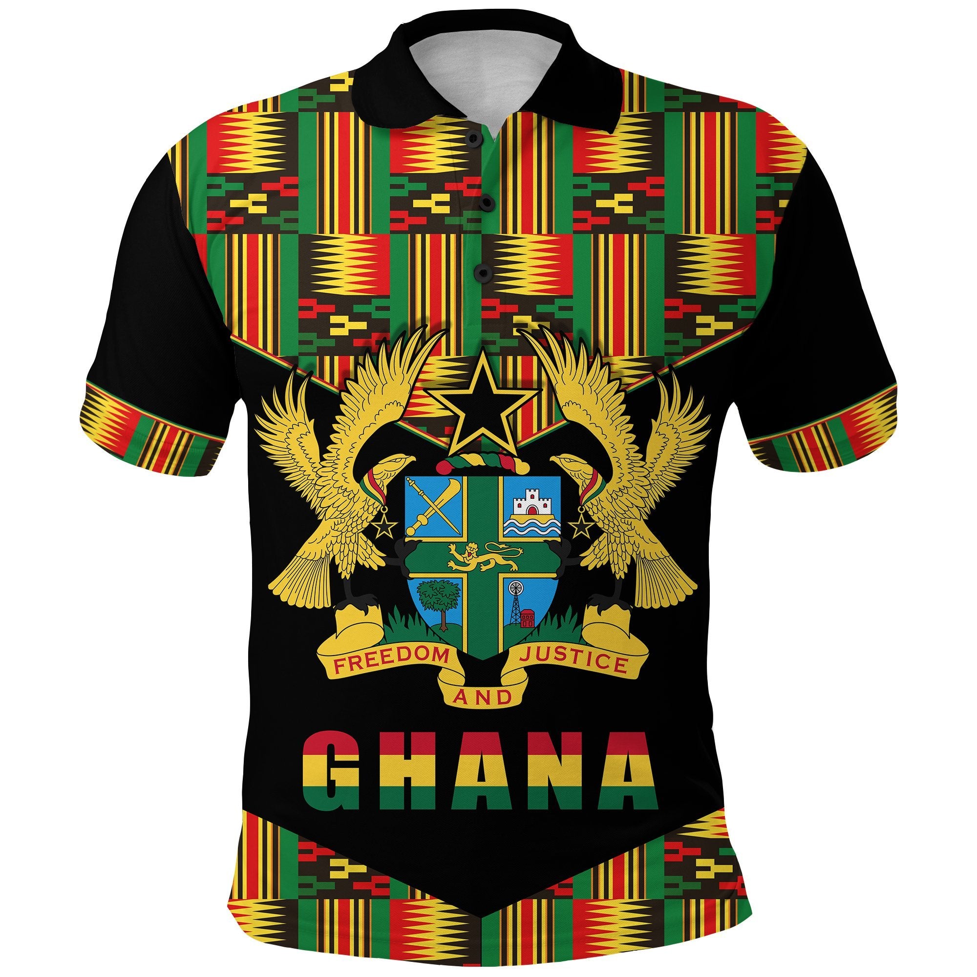 Ghana Proud Polo Shirt Ankara Kente Lt13