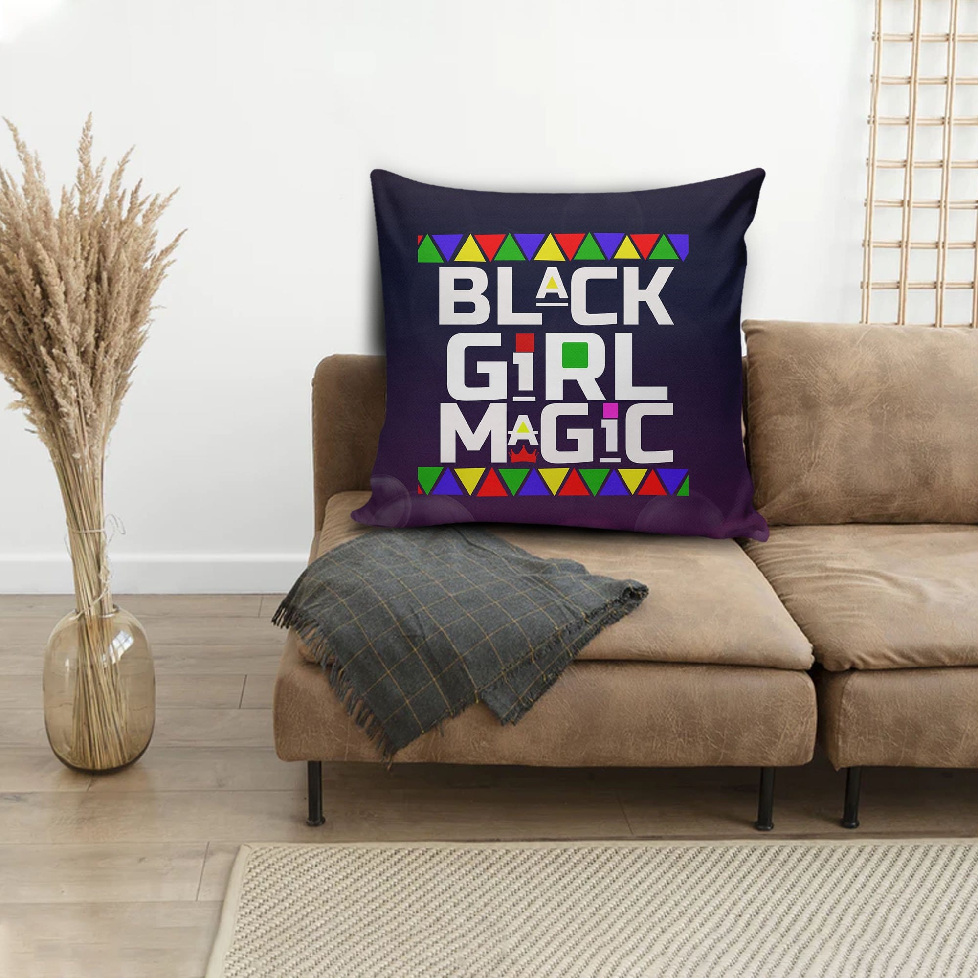 African American Throw Pillows Black Girl Magic Afro Woman Square Throw Pillow African Inspired Pillows