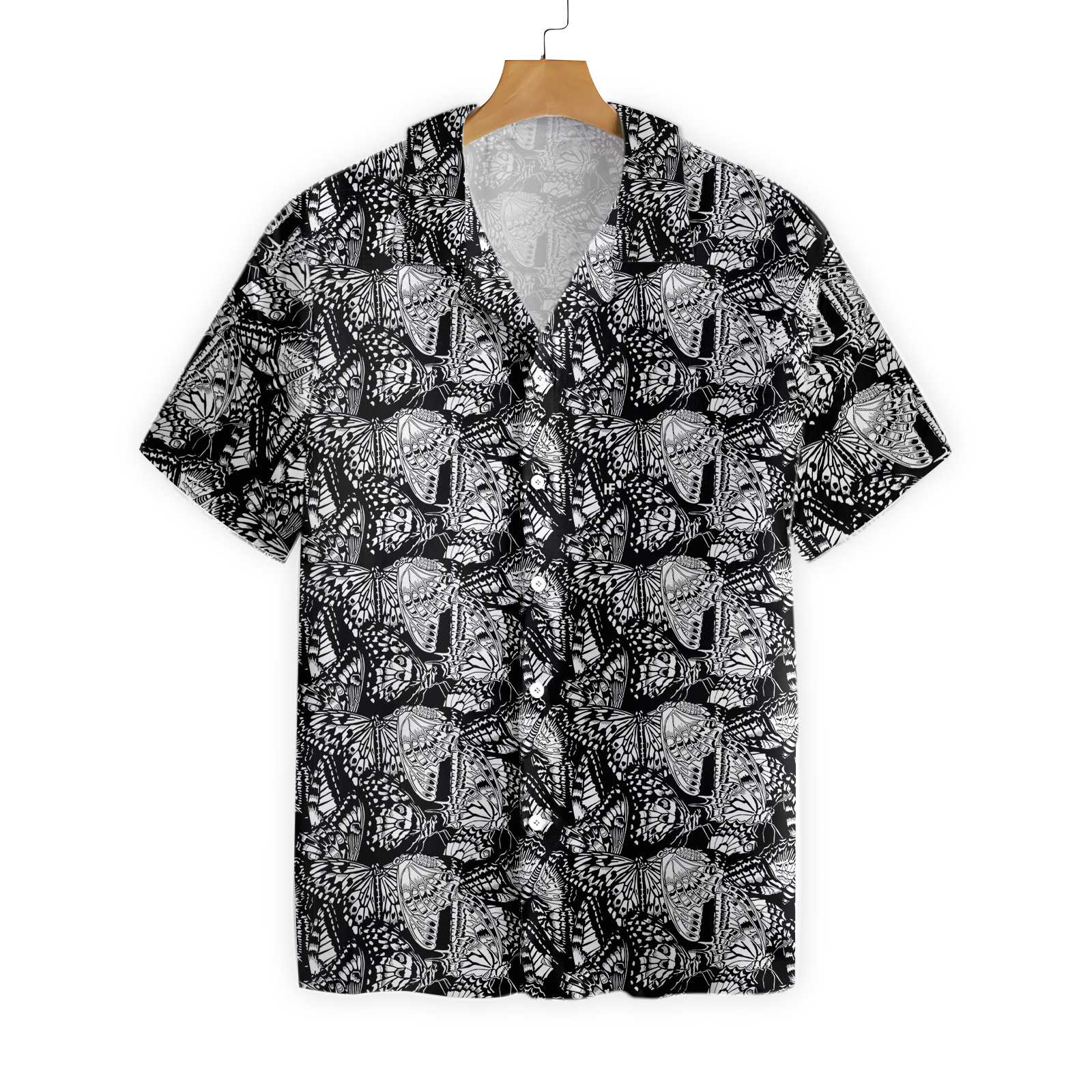 Black And White Butterfly Shirts For Men Hawaii Shirt Ha15015