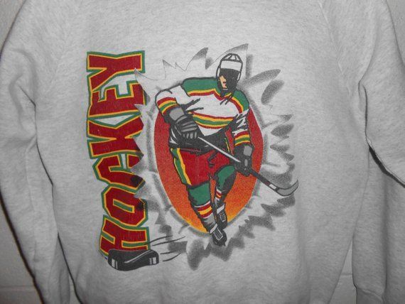 Vintage 80S 90S Gray Hockey Crewneck S S Shirt