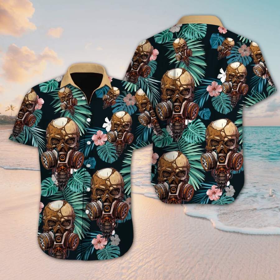 Hawaii Aloha Shirts Skull Flower Ha13552