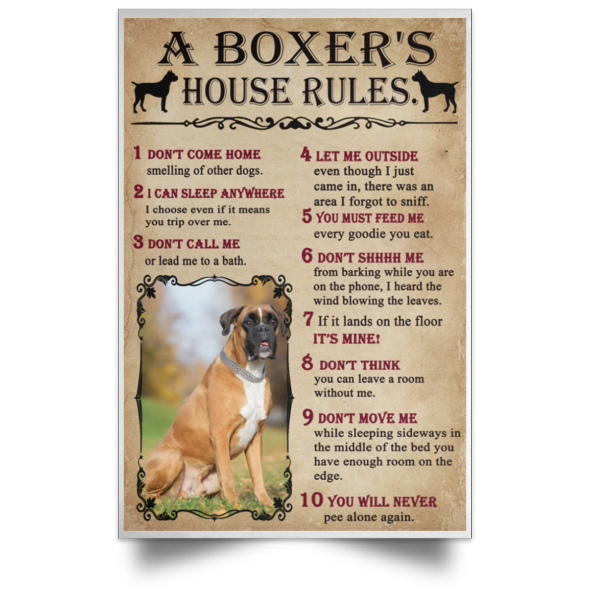 Aeticon Gifts Wp Personalized Custom Your Dog Retro Boxer Houses Rules Canvas Mom Dad Gift Home Decor