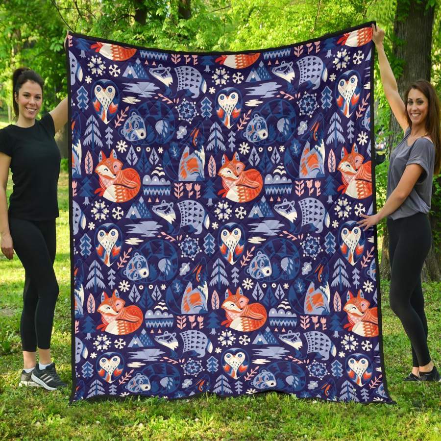 Swedish Animal Pattern Print Quilt