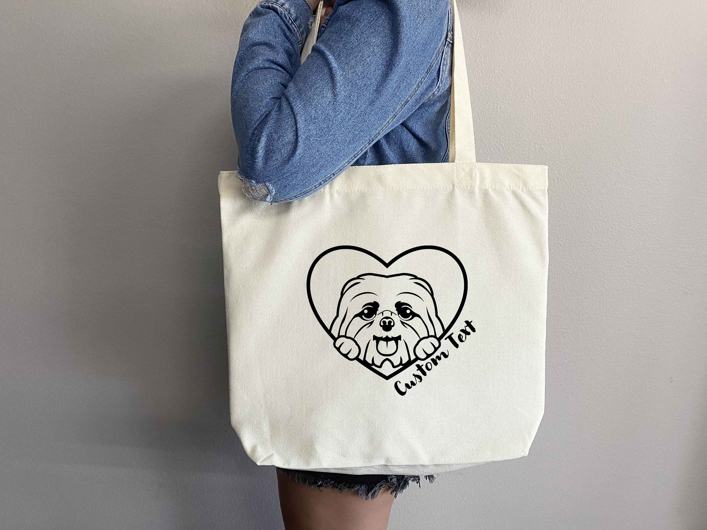 Puppy Bag, Puppy Tote Bag, Shih Tzu Bag, Canvas Tote, Cute Tote Bag,Dog Bag,Dog Mom Tote Bag,Custom Pet Bag,Dog Lover Gift,Gift for Dog Mom