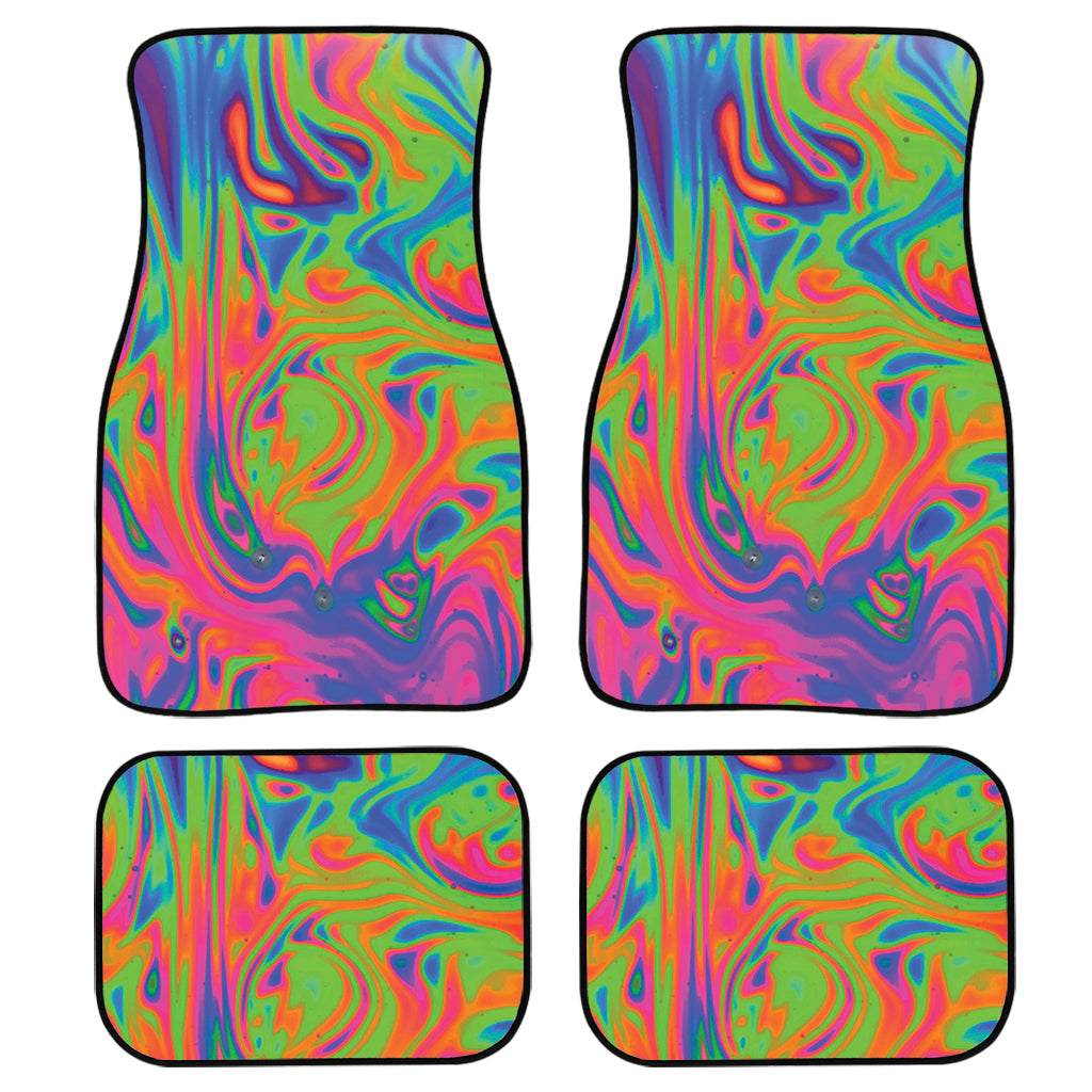 Psychedelic Bubble Print Front And Back Car Floor Mats, Front Car Mat