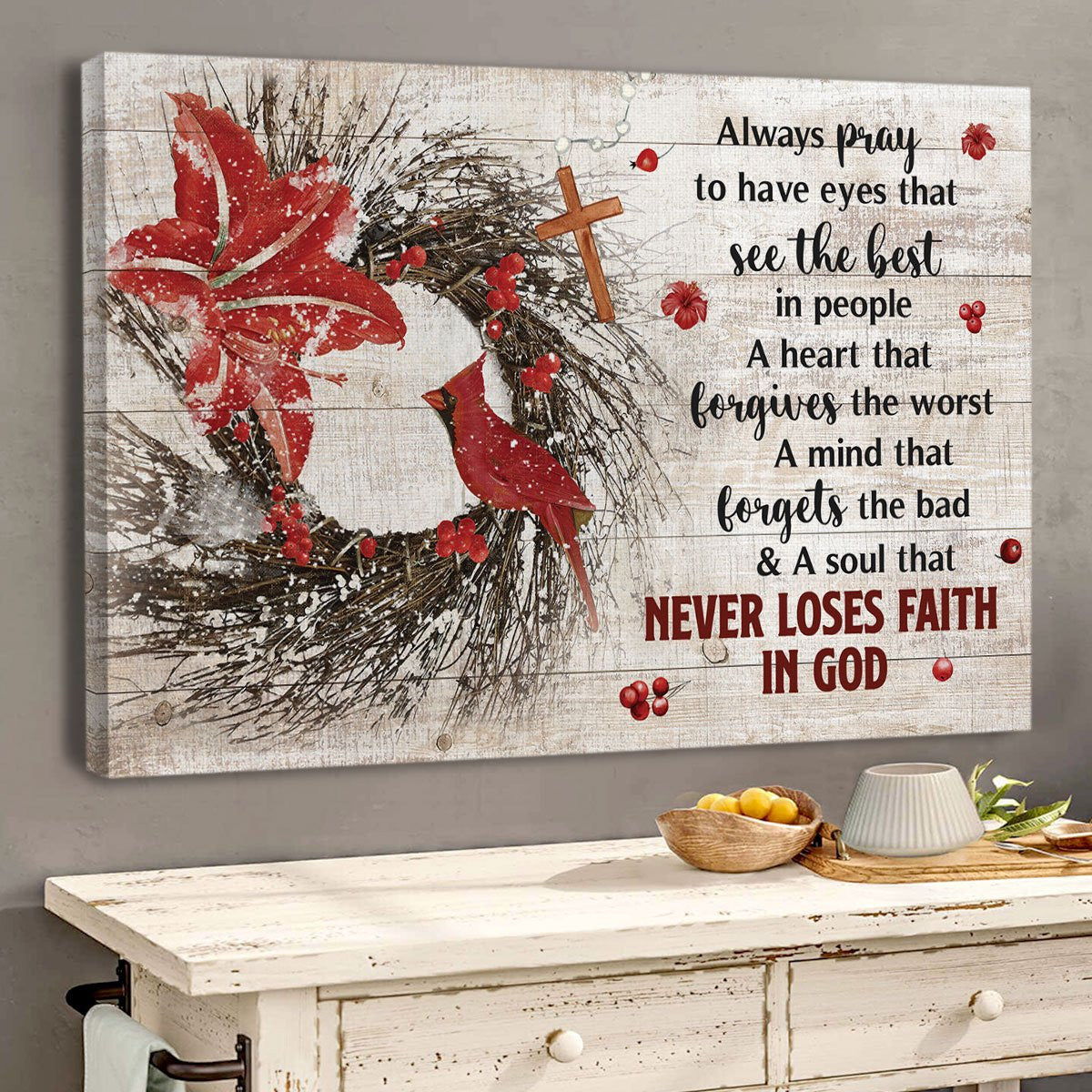 A Heart That Forgives The Worst – Cross And Flower Canvas Aa67 Gift For Family, Wall Art Decor, Canvas Print, Home Decor