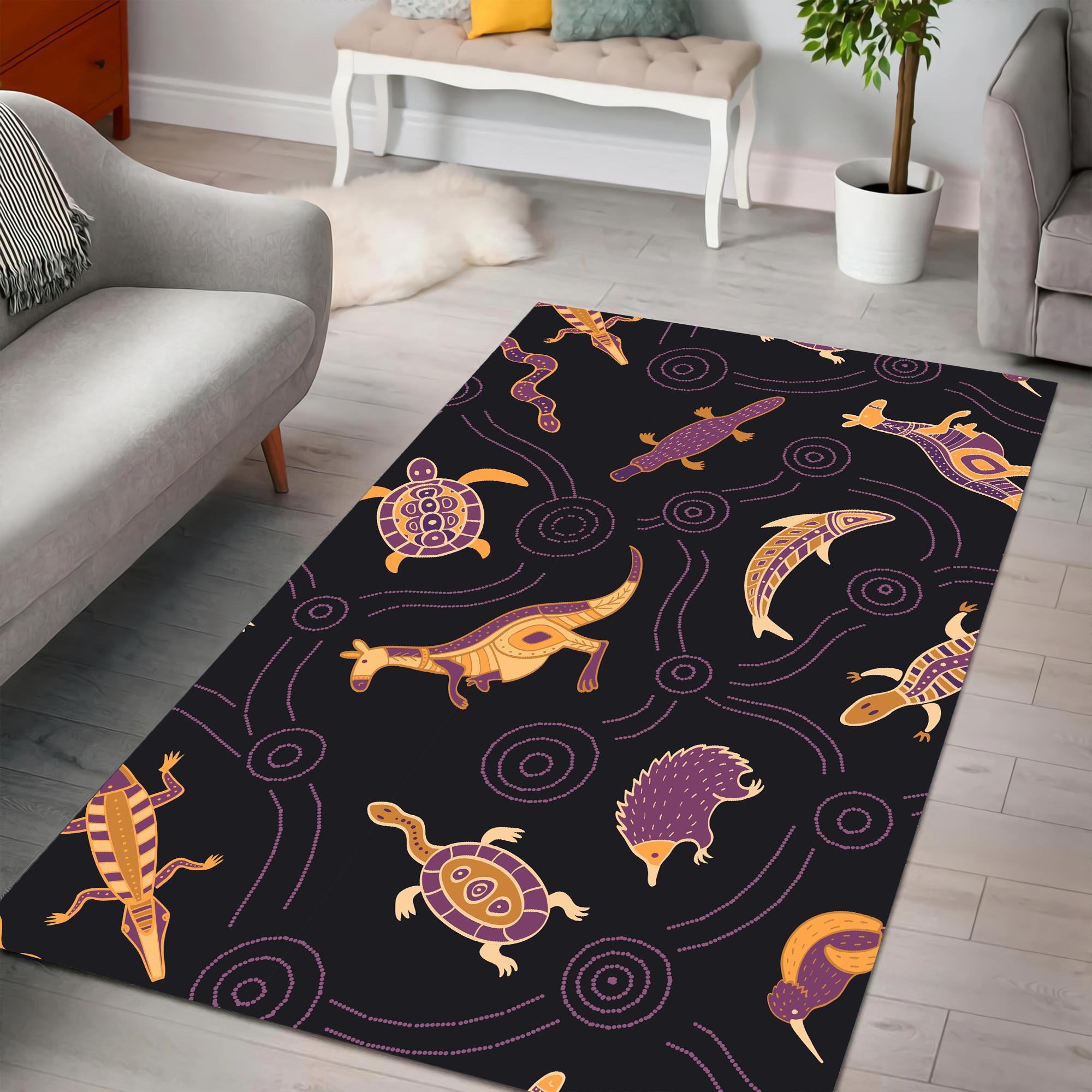 Aboriginal Animal Culture Painting art 3D Design Rug