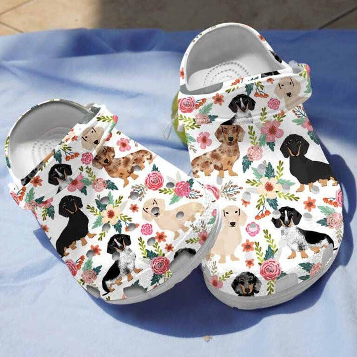 Floral Dachshund Dog Clogs Crocs Shoes – Justbeperfect_Shop