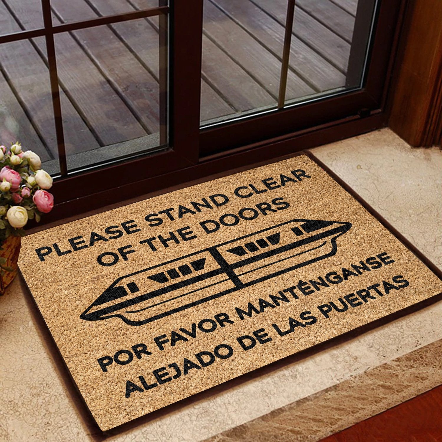 Please Stand Clear Coir Pattern All Over Printing Doormat Pre1877