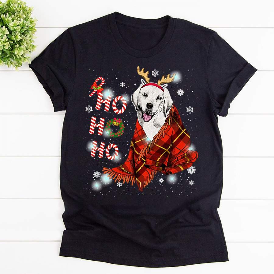 Labrador dog Christmas candy ho ho ho black cotton t shirt for men and women S-6XL