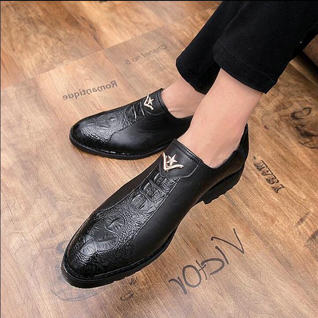 Male Classic Crocodile  Wedding Party Oxfords Shoes Italian Men Dress Shoes