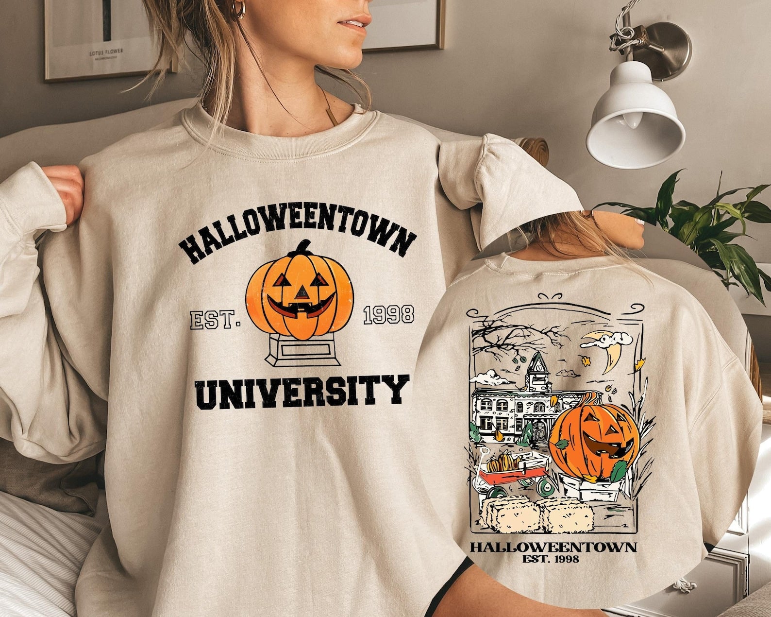 Halloweentown University Est 1998 2D Crewneck Sweatshirt All Over Print Sweatshirt For Women Sweatshirt For Men