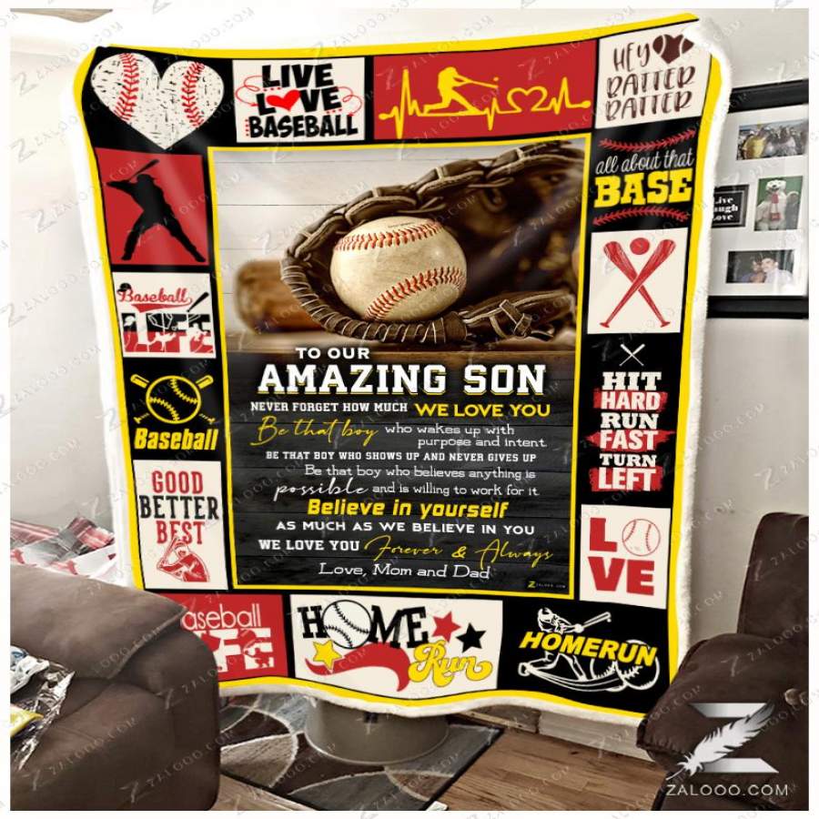 Zalooo – Baseball Blanket – To Our Amazing Son – Believe In Yourself