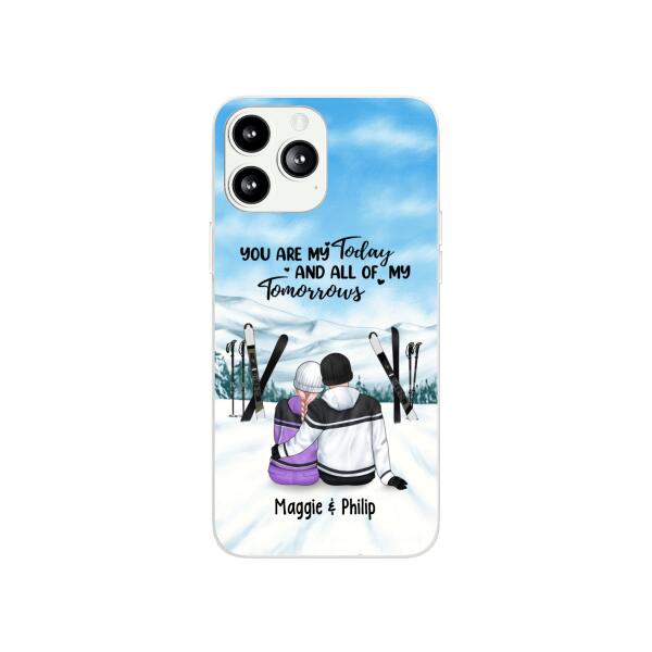 Skiing Partners For Life – Personalized Phone Case For Couples, For Her, For Him, Skiing