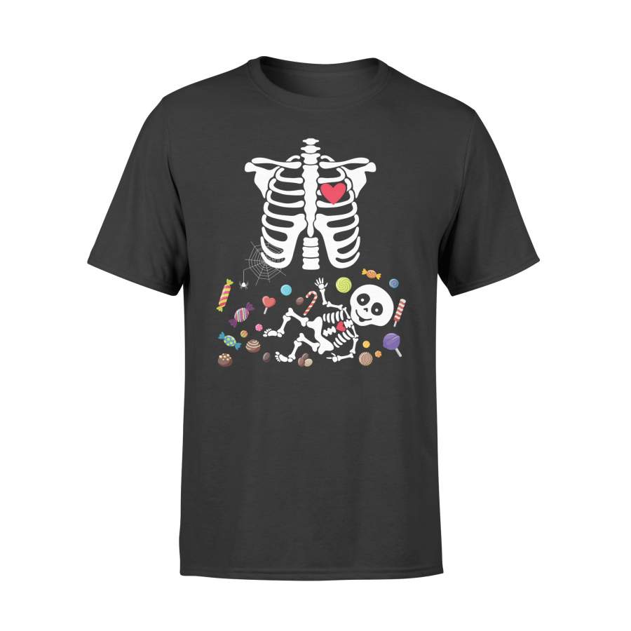 Pregnant Halloween X-Ray Skeleton Child Baby Boy Want Candy Halloween t shirt