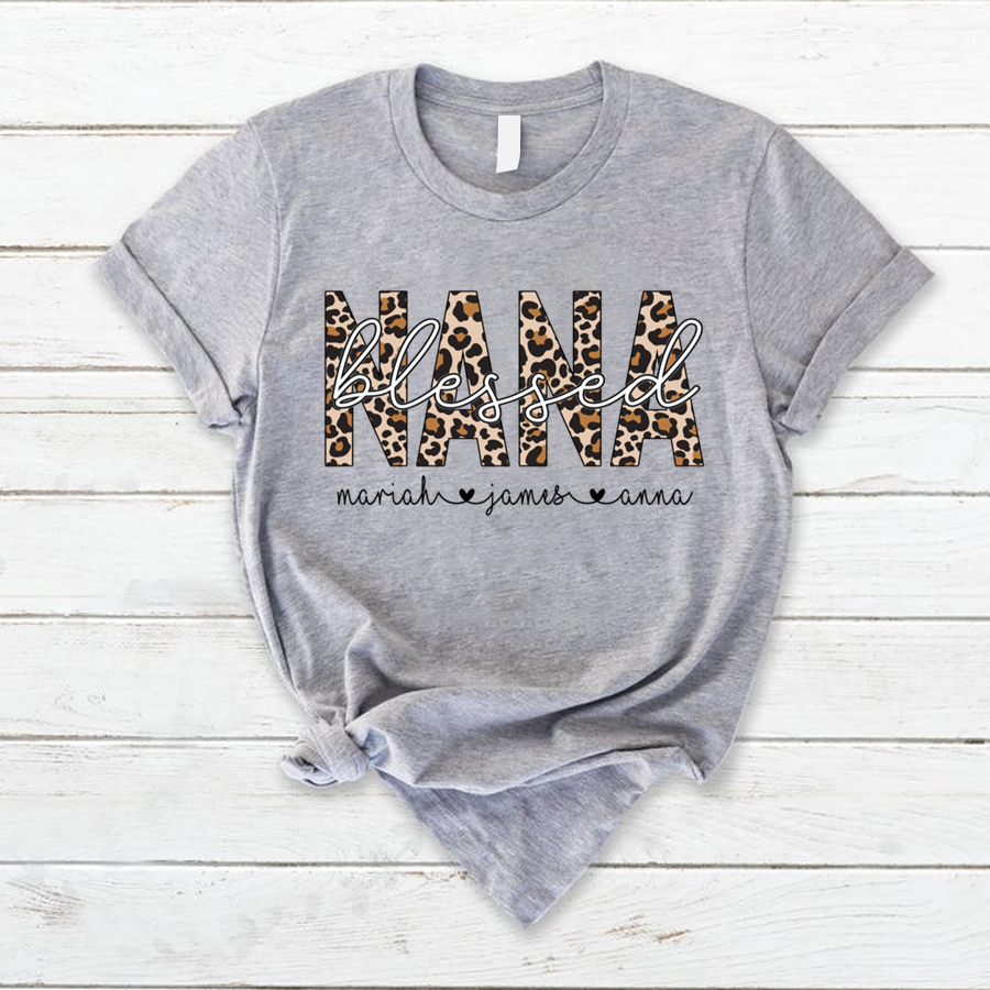 Blessed Nana Leopard Family Customize Personalized T-Shirt, Hoodie Adult, Kid, Unisex