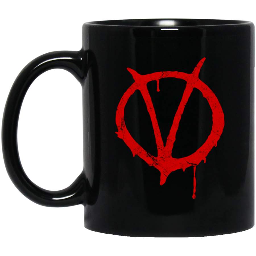 V for Vendetta Symbol Vintage Mug Black Mug