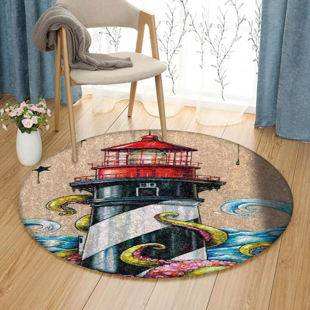 Octopus And Lighthouse GE3143 Round Rug  CYSI2907