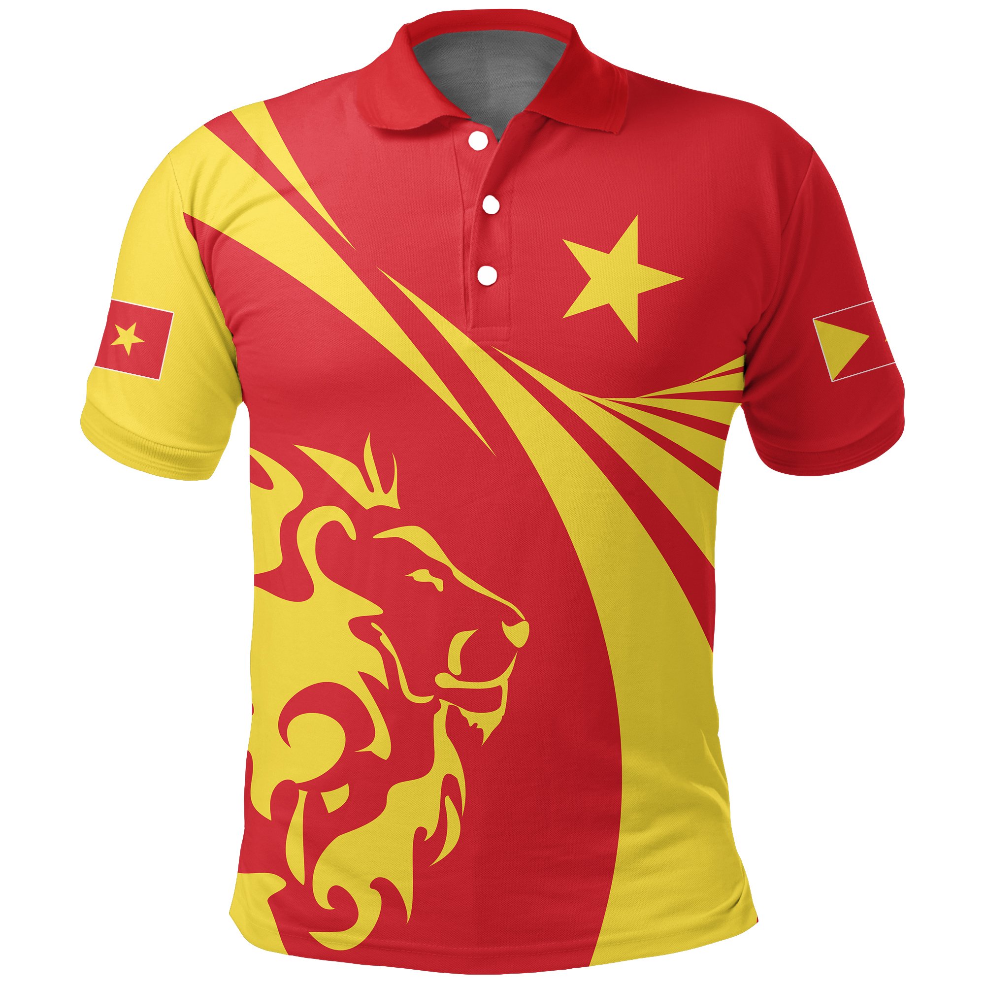 1stTheWorld Tigray Polo Shirt, Tigray Swirly Lion Flag A10