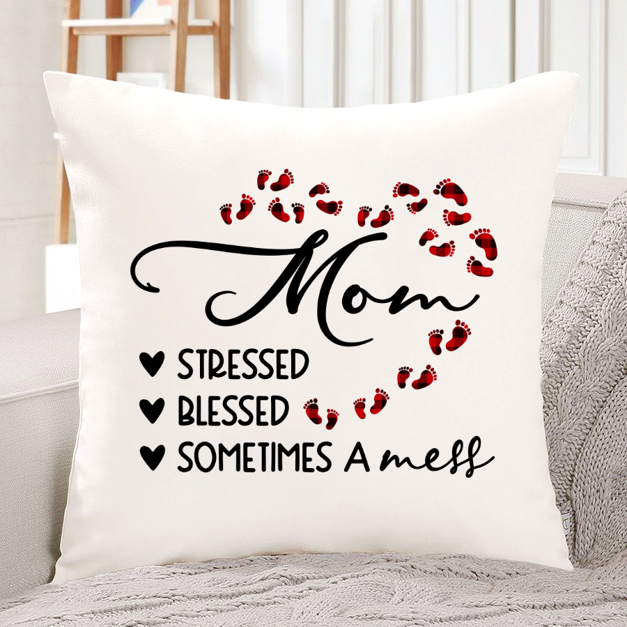 Mom Grandma Stressed Blessed And Sometimes A Mess Pillow