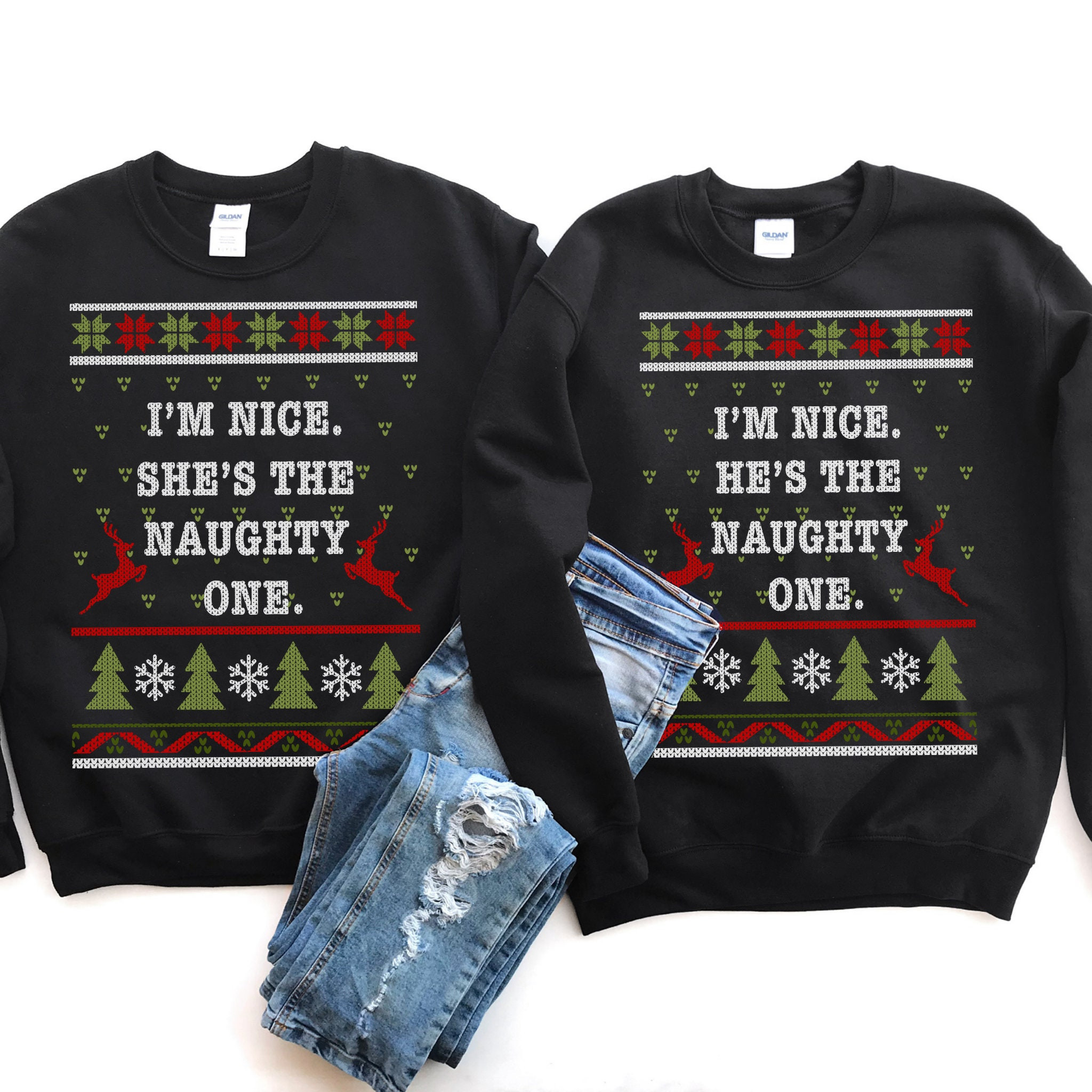 Couple Shirts I’M Nice She’S Naughty One He’S The Naughty One Matching Couple, Valentine Gifts, Christmas Gift Graphic Unisex T Shirt, Sweatshirt, Hoodie Size S – 5Xl