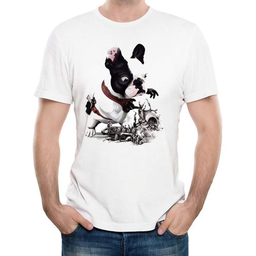 New Arrivals 2018 Fashion Bulldog T-Shirt Men’S Casual Streetwear Dog Printed T Shirt Summer High Quality Male Tops Tee Shirts