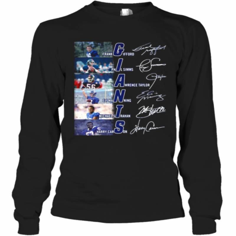 New York Giants Football Players Signatures Long Sleeve T-Shirt