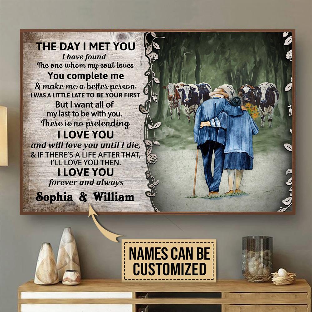 Aeticon Gifts Personalized Cattle The Day I Met Canvas Mom Dad Gift Home Decor