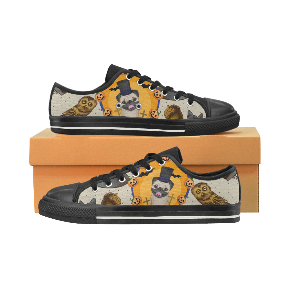 Pug Halloween Black Canvas Women’s Shoes/Large Size