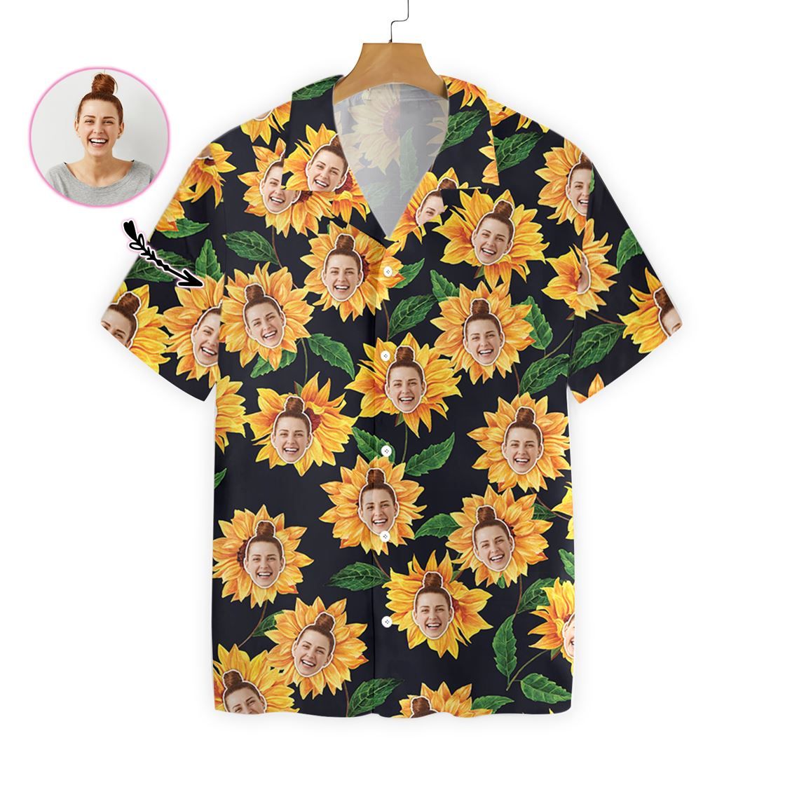 Funny Custom Face Sunflower 01 2710 Hawaii Shirt Ha55513