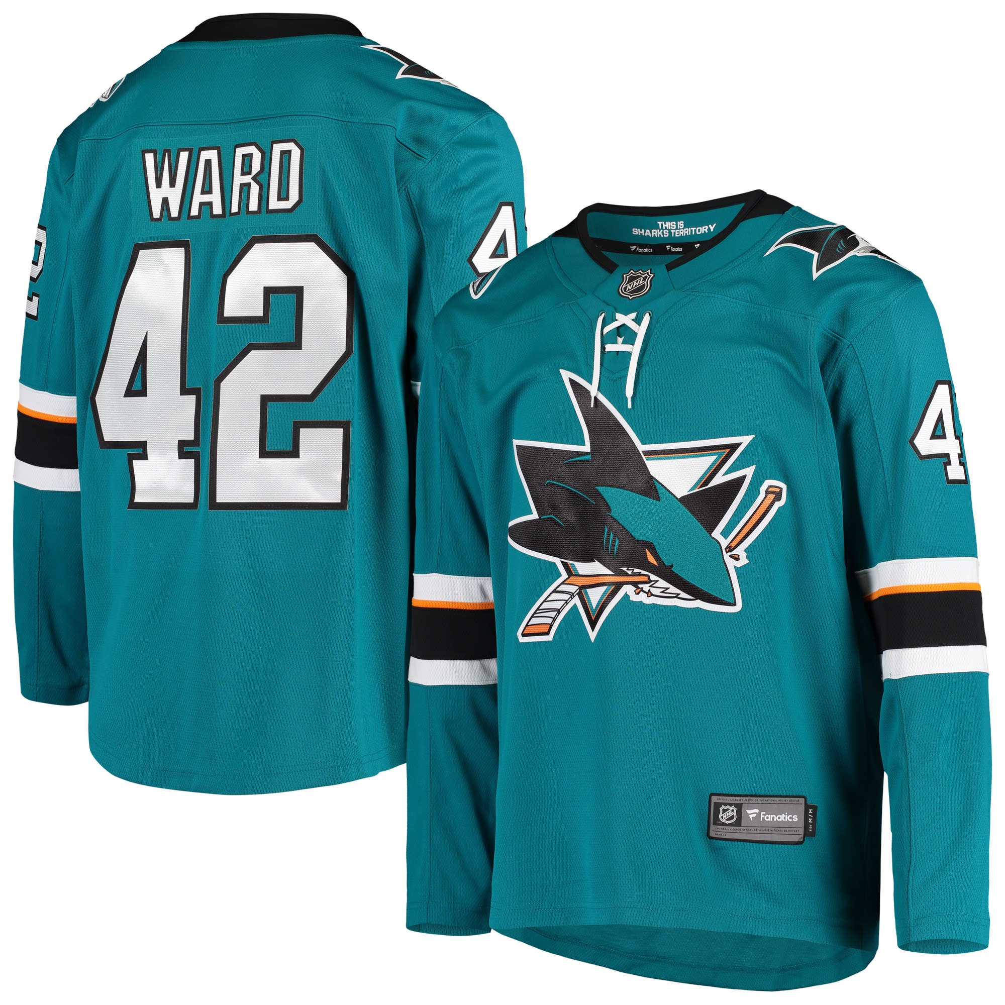 Joel Ward San Jose Sharks Branded Breakaway Home Player Jersey – Teal